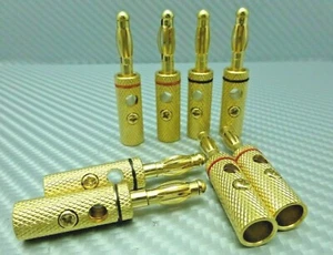 Nerve Audio Banana Plug Solderless Gold banana Set of 8 - Picture 1 of 1