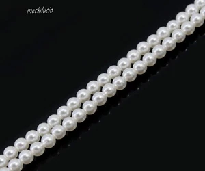 Genuine Natural South Sea Ulleungdo Silver WHITE Round 4.00 MM Pearl Strand 15" - Picture 1 of 4