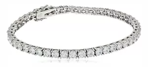 Platiniertes Sterlingsilber Swarovski Zirkonia Tennisarmband 8 Zoll 6 mm - Bild 1 von 24