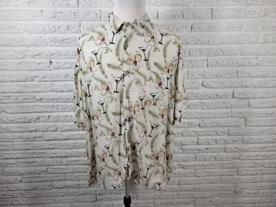 Camisa Knightsbridge Para Hombres 3XL Manga Corta Verde Floral Martini Rayón Ligera Foto 1 de 4