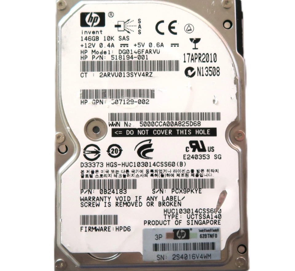 Hitachi HUC103014CSS600 (B) 0B24183 FW:HPD6 146gb 10k SAS 2.5" 507129-002 HDD - Image 1 of 1