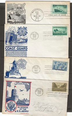 US Scott #934-36, #939 First Day Covers, Branches of the Military, w/cachet's - Image 1 of 2