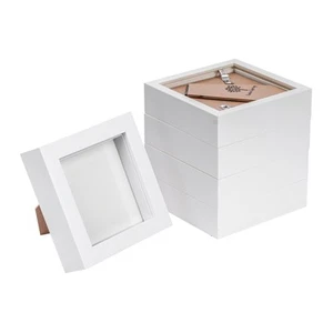 5x White 4" x 4" 3D Box Photo Frames Standing Hanging Craft Shadow Picture - Picture 1 of 7