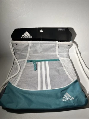 Adidas Alliance II Sackpack Teal/White Drawstring Gym Bag NEW w/Tags - Image 1 of 4