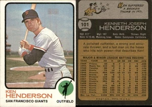 Ken Henderson 1973 Topps #101 Card FREE SHIP Giants *AutographDen* - Picture 1 of 1
