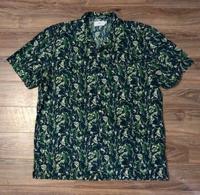 Camisa Onia Aloha Para Hombres Azul Verde Floral Cuello de Campamento SS Abotonada - XL USADA EN EXCELENTE ESTADO Foto 1 de 4
