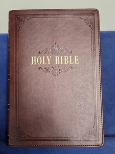 The Holy Bible King James Version Thumb Indexed Burgundy Faux Leather Gift Bible - Bild 1 von 12