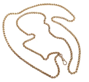 Vintage / Antique 9ct Yellow Gold Guard / Muff Chain Faceted Belcher Link 21g - Picture 1 of 16