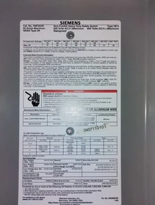 Siemens HNF362R Interruttore di Sicurezza 60 Amp 600V 3Ph Tipo 3R Non Fuso Sezionatore - Foto 1 di 3