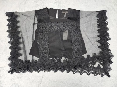 BCBGMAXAZRIA Top Mujer XS Bailie Encaje Transparente Malla Capa Superposición Elegante $248 Foto 1 de 4