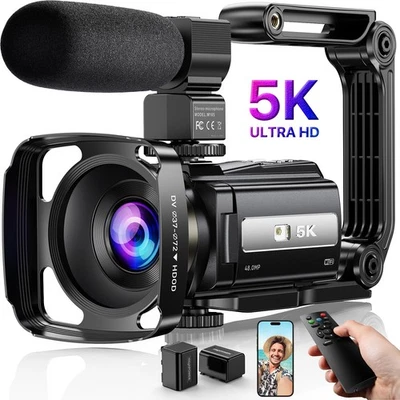 5K Video Camera Camcorder UHD 48MP WiFi Vlogging Camera for YouTube IR Night ... - Image 1 of 4