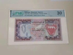 BAHRAIN 20 DINARS P-10 a 1973 PMG 30 Very Fine - Picture 1 of 2