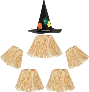 Scarecrow Costume Set Include Straw Hat Straw Skirt for Kids Women Men Halloween - Picture 1 of 11