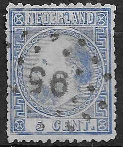 Netherlands 1867-1868 King Willem 3,  NVPH no.7 , 5 cents blue numeral cancellat - Picture 1 of 2