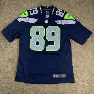 Camiseta deportiva de fútbol azul marino Nike para hombre pequeña de los Seattle Seahawks #89 en blanco sobre el campo de la NFL - Imagen 1 de 8