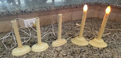 5 Vintage Christmas Electric Plastic  Single Candle Sticks No Cracks All Work - Image 1 of 4