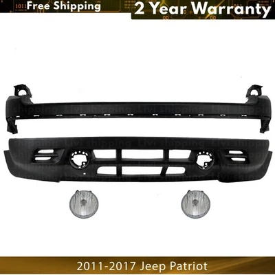 Front Bumper Cover Primed Plastic & Fog Lights Kit For 2011-2017 Jeep Patriot Foto 1 de 4