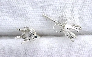 Par de pendientes redondos reservados de 5 mm plata esterlina hallazgo de montaje - Imagen 1 de 1