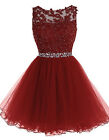 Tideclothes ~ Burgundy Red Tulle Embellished Bodice Flare Formal Dress 10 New 