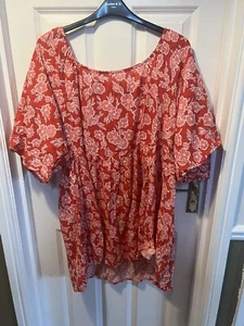 YOURS Curve Red Floral Peplum Top/tunic - Size 22/24 - Picture 1 of 3