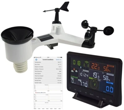 Profi Funk WIFI APP Wetterstation - Solar Regen- & Windmesser Regen Luftfeuchte - Bild 1 von 4