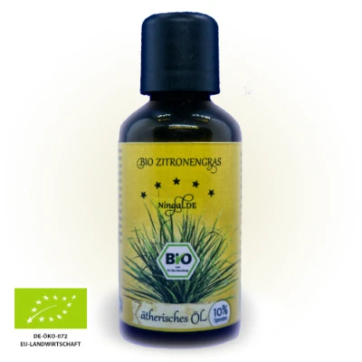 NINGAL.DE NATURWARENHANDEL Bio Zitronengrasöl 50ml, unabhängig zertifiziert, 100% naturrein