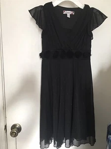 EUC GIRLS BLACK SHIMMER CHRISTMAS SPEECHLESS DRESS SZ 7 - Picture 1 of 4