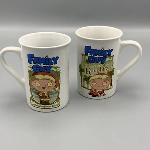 Family Guy Christmas Mugs Lot of 2 Stewie 20th Century Fox 2017 Naughty Festive - Picture 1 of 6