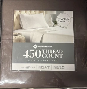450-Thread-Count Sheet Set - Ash, Twin/Twin XL 100% Cotton Deep Pocket - Picture 1 of 2