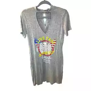 T-Shirt Grafik amerikanischer Druck Kleid V-Ausschnitt Größe Large - Bild 1 von 7