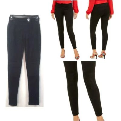 INC International Concepts Imitación Gamuza Pintuck Moto Leggings Negro Elige Talla Nuevo Foto 1 de 4