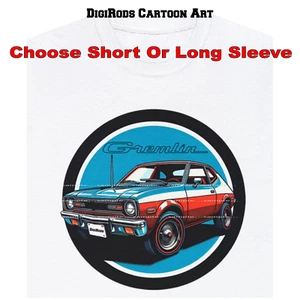 AMC American Motors Gremlin Model Circle Pop Art DigiRods Cartoon Car T Shirt - Picture 1 of 7