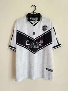 FC Lugano #8 Bruno Sutter 1999/00 Home Vintage Football Shirt Jersey Errea XXL - Picture 1 of 12