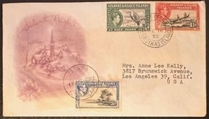 1955 Gilbert & Ellice Islands #40,#42 w Christmas Island cncl on cover  *d - Picture 1 of 3