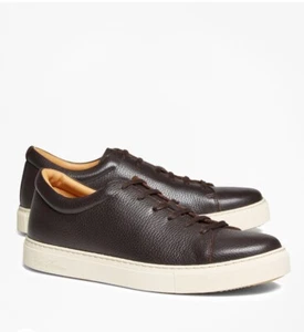 Brooks Brothers Peeble Leather Sneakers size 13 men’s Dark brown NEW - Picture 1 of 16