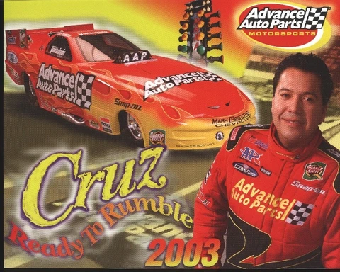 2003 Cruz Pedregon Advance Auto Parts Chevy Funny Car NHRA postcard Cover