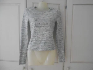 BNWOT Weekday Ribbed Grey/White (Mottled) Long Sleeve T-Shirt Top - XS/UK6-8 - Picture 1 of 6
