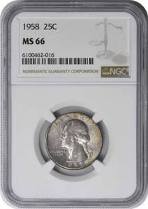 1958 Washington Silver Quarter MS66 NGC - Picture 1 of 2