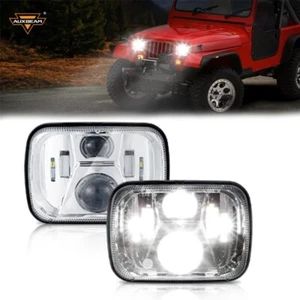 AUXBEAM For Jeep Ford Chevy Pickup Pair 7x6'' 5X7" LED Headlights Hi-Lo Beam 12V - Picture 1 of 9
