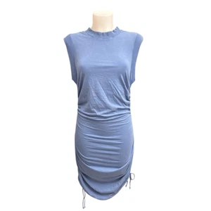 Anthropologie Daily Practice Sleeveless Ruched Mini Dress Blue sz Medium - Imagen 1 de 7