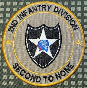 US Army 2nd Infantry Division "Second To None" Patch Hook & Iron-On Repro B556 - Picture 1 of 2