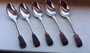 5 FRUIT Spoons A1 Silver Plated 5.5 " Fiddle Pattern Monogramed - Picture 1 of 7