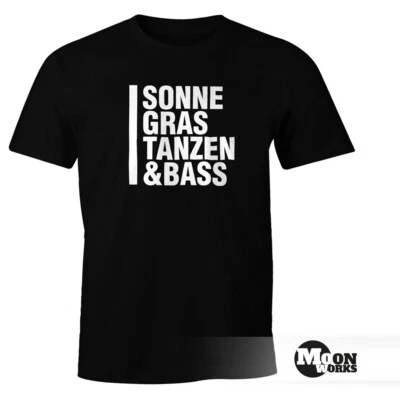 T-shirt uomo techno droghe sole erba danza e basso party festival moonworks - Immagine 1 di 2