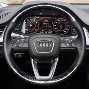 Custom Car Steering Wheel Cover Carbon Fiber Leather For Audi A4 / Q3 2019 / Q5 - Bild 1 von 5
