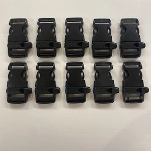 Lot Of 10 - 3/4 Inch Side Release Buckles With Emergency Whistle - Black - Picture 1 of 2
