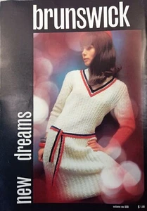 Brunswick 1960s New Dream Vol 668 VTG Knit Crochet patterns Tennis Dress Coat + - Picture 1 of 12