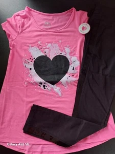 NWT Girls Justice Outfit Paint Splatter Heart Top/Flip Sequin Leggings 12 (A13) - Picture 1 of 5
