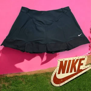 Nike Women's Dri-Fit Athletic Ruffle Pull On Tennis Skort Skirt Black Large Golf - Picture 1 of 9
