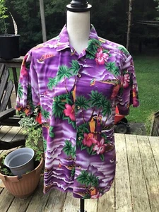 hana fashion Hawaiihemd klein lila mit Aras Szene - Bild 1 von 4