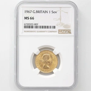 1967 Great Britain Elizabeth II Sovereign 1 Pound 7.99Grams Gold Coin NGC MS 66 - Picture 1 of 4